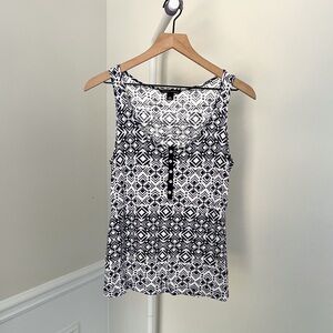 BANANA REPUBLIC Summer Knit Sleeveless Cotton Tank Top Geometric Blue Women’s XS